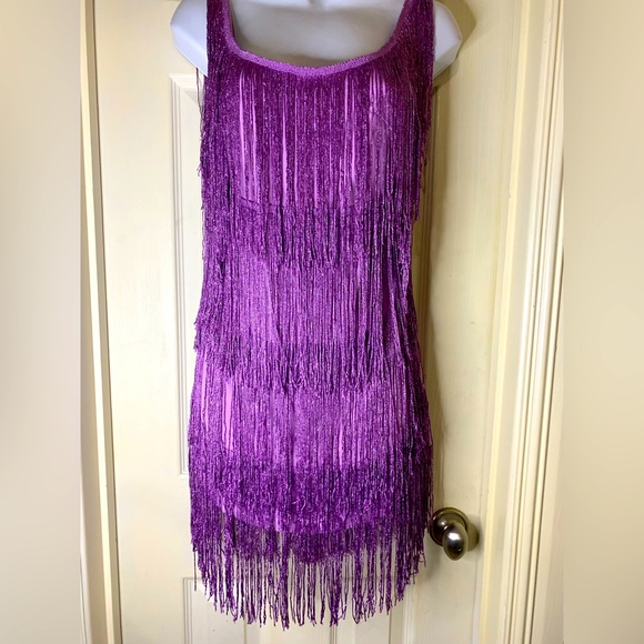 Sexy Style Backless Skirt Women Sleeveless Glitter Tassel Long Sling Dresses - Picture 3 of 7